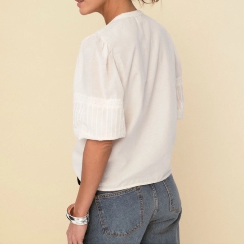 SONMER Jo BLOUSE ECRU Elegant Cream Blouse eyelet lace New $150 - Picture 2 of 4